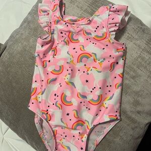173.Cat & Jack Pink Unicorn Rainbow Swimsuit